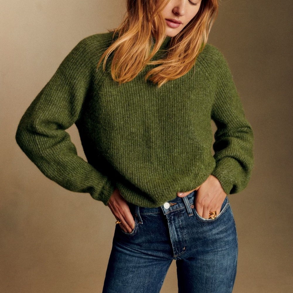 Sezane Otis Autumn Green Sweater - Size Small